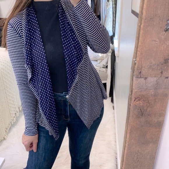 Market & Spruce polka dot & striped cardigan size small - Picture 2 of 6